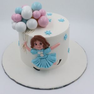 Playful Dreams Balloon Girl | 1-Tier | Fondant | Cartoon Theme | Birthday Cake