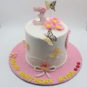 Enchanting Butterfly Garden | 1-Tier | Fondant | Butterfly & Floral Theme | Kids Birthday Cake