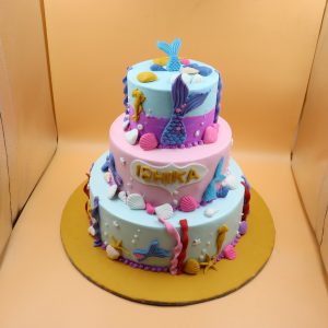 Enchanting Undersea Adventure | 3-Tier | Fondant | Mermaid Theme | Kids Birthday Cake