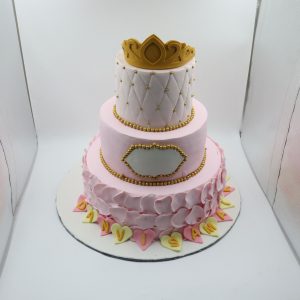 Opulent Royal Celebration | 3-Tier | Fondant | Princess Crown Theme | Birthday Cake