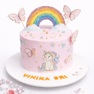 Whimsical Unicorn & Rainbow Birthday Cake
