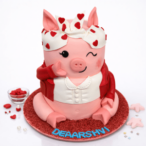 Fashionable Piggy Birthday Cake