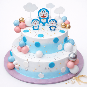 Doraemon & Friends Blue Ombré Cake