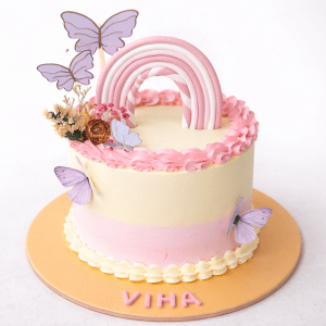 Pastel Rainbow & Butterflies Cake